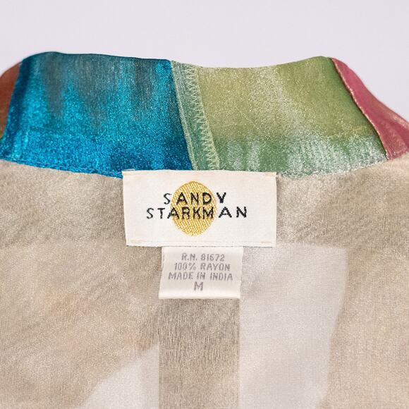 Sandy Starkman Mixed Media Floral Patchwork Art to Wear Jacket Women's SZ MEDIUM - Picture 11 of 11